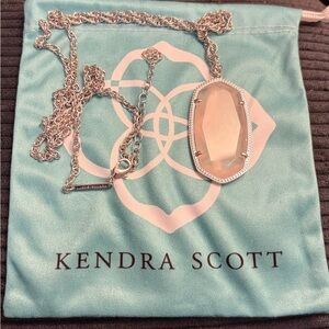 Kendra Scott Silver Necklace with Pink Quartz Stone
